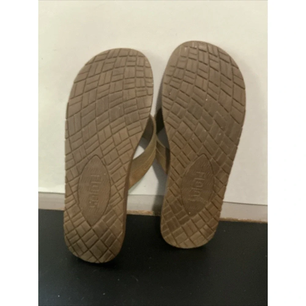 Flojos Ryan Mens Two Tone Tan Flip Flop Sandals Brown Synthetic Straps Size 12